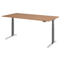 SCHREIBTISCH elektrisch XBHM 100/200/74 cm in Nussbaumfarben/Graphitfarben/Alu poliert - Nussbaumfarben/Graphitfarben, Holzwerkstoff (100/200/74cm) - bümö