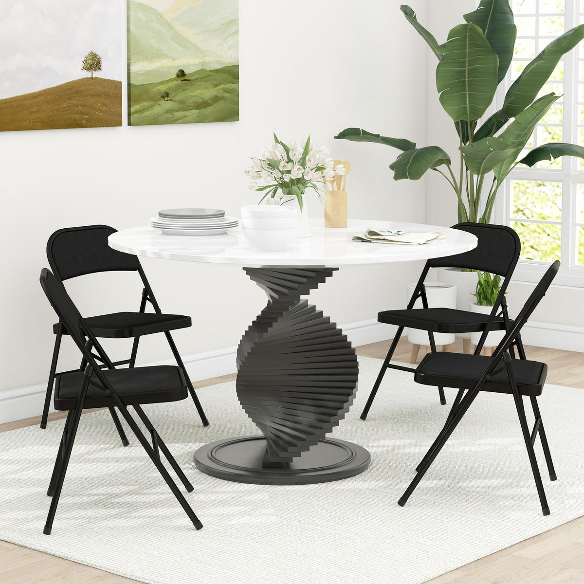 KLAPPSESSEL Schwarz 4 Stück - Schwarz, Metall (45/78/46cm) - GiPP