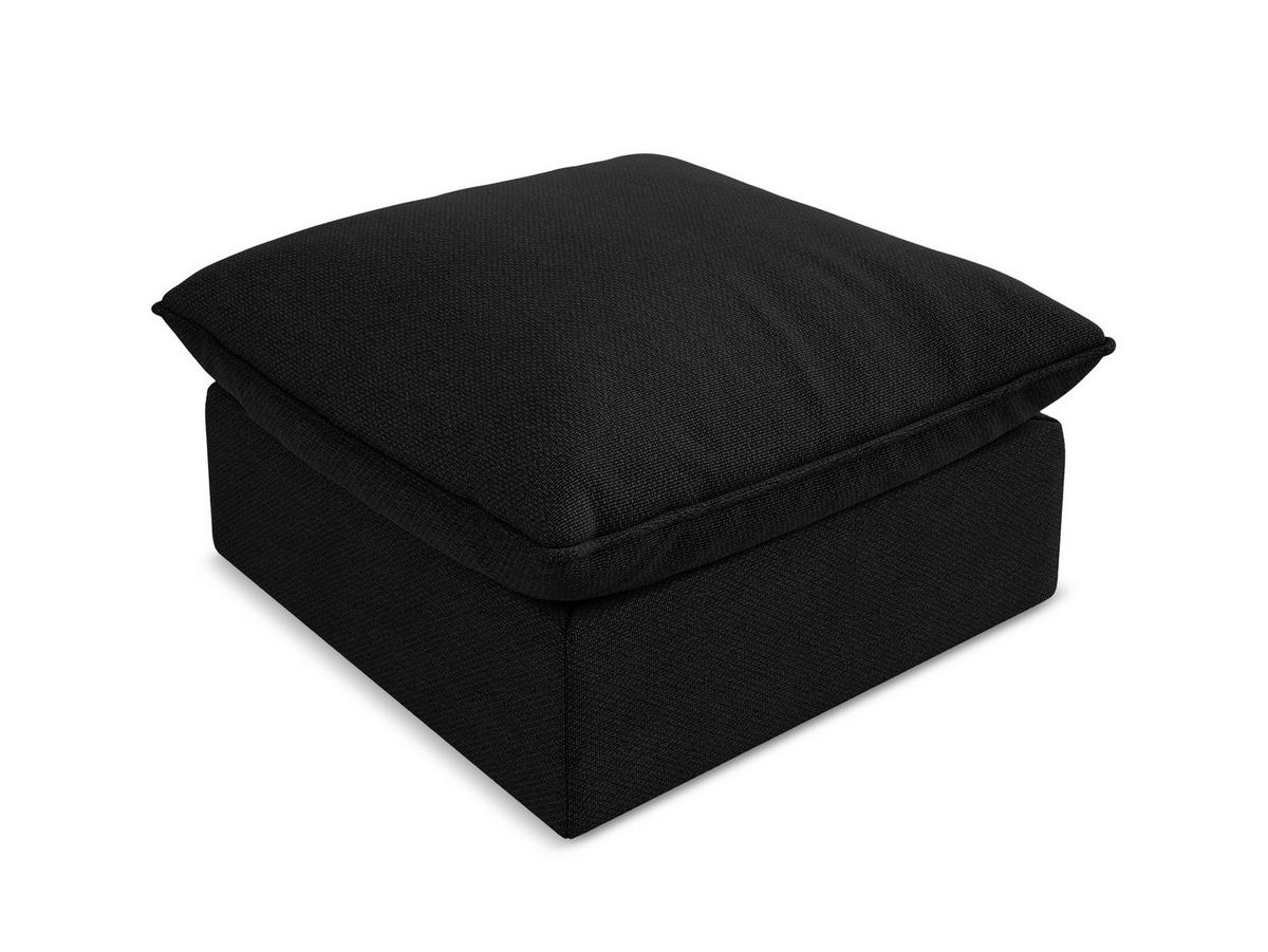 POUF Bouclé Stoff Schwarz - Schwarz, Holzwerkstoff/Kunststoff (75/45/75cm) - Makamii