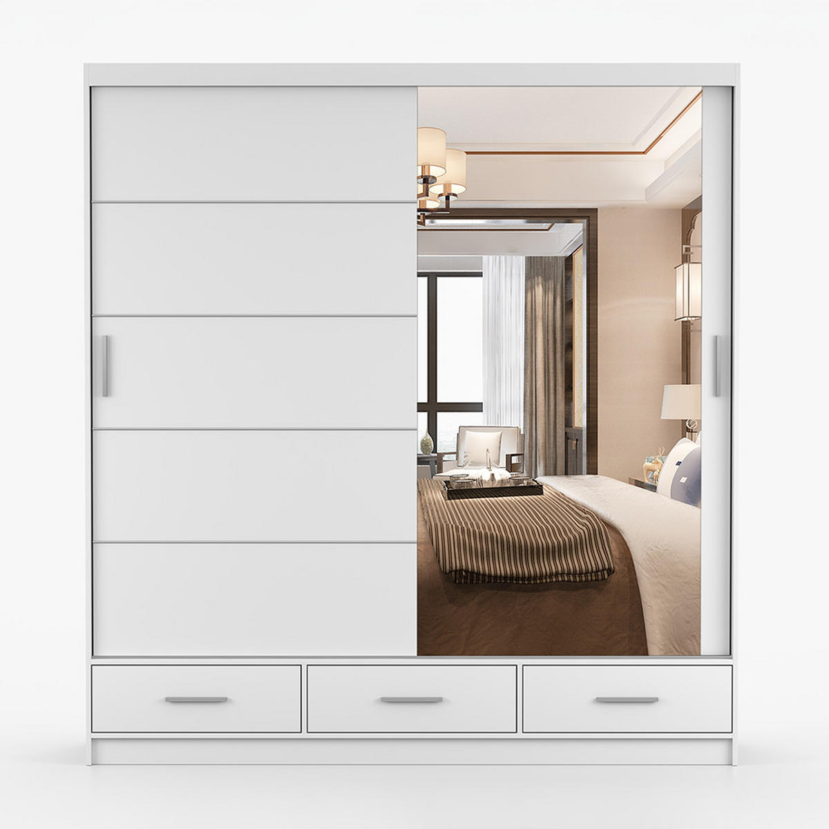 KLEIDERSCHRANK Florence 203 cm, 203/218/61, 2-türig, weiß - Weiß, Holzwerkstoff (150/218/61cm) - imoebel24