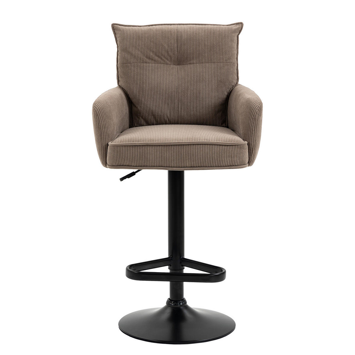 BARSTUHL - 2er-Set - Höhenverstellbar - Cord / Eisen - Braun, Textil/Metall (54/98/58cm) - home24