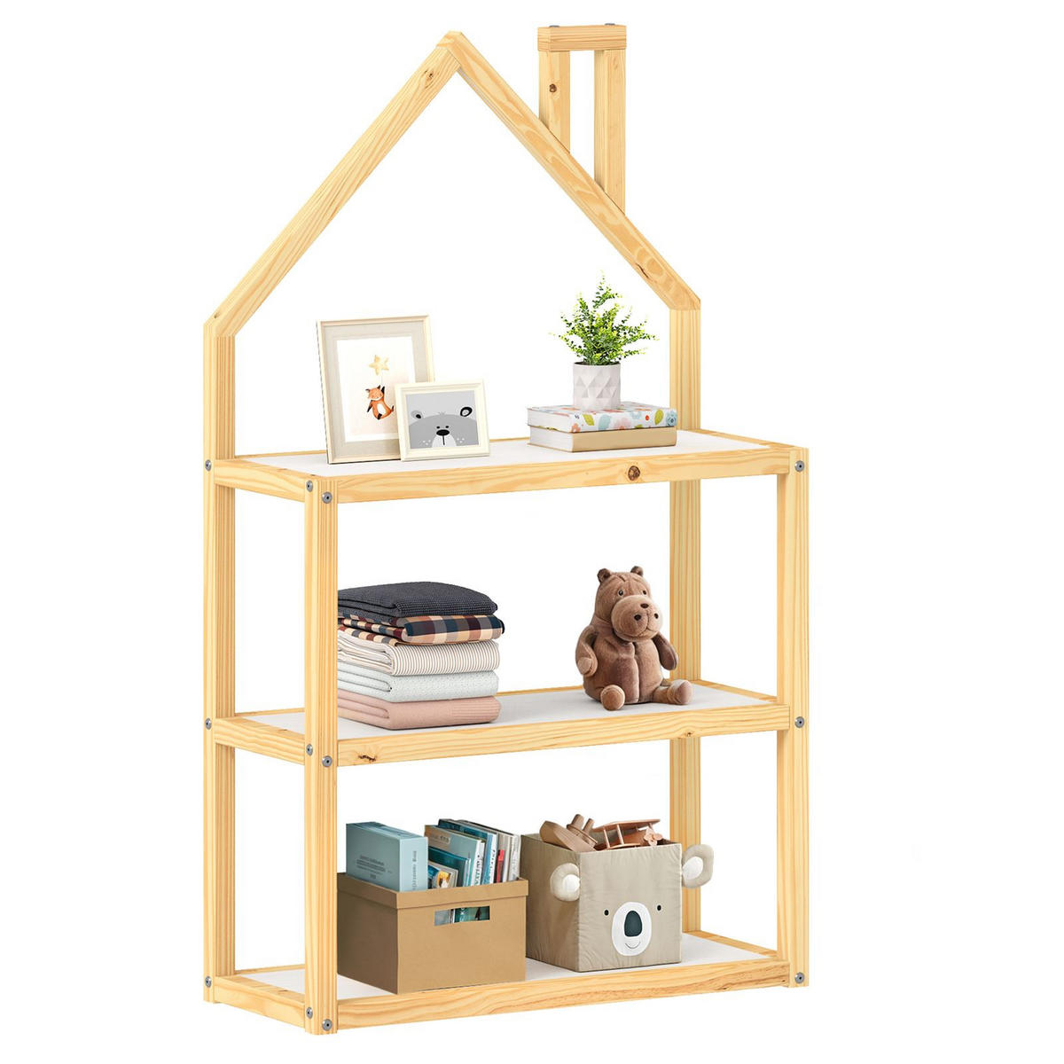 REGAL LENISE natur/weiß - Naturfarben/Weiß, Holz (83/140/24cm) - IDIMEX