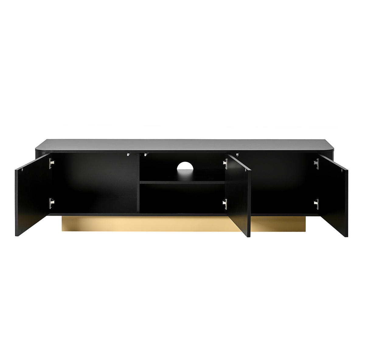 LOWBOARD 170/40,5/47 cm aus MDF und Holzwerkstoff mit Kabelmanagement Schwarz - Schwarz, Holzwerkstoff (170/47/40.5cm) - Modenvie