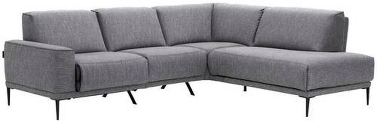ECKSOFA in Flachgewebe Graphitfarben  - Schwarz/Graphitfarben, Design, Textil/Metall (260/210cm) - Johann Jakob