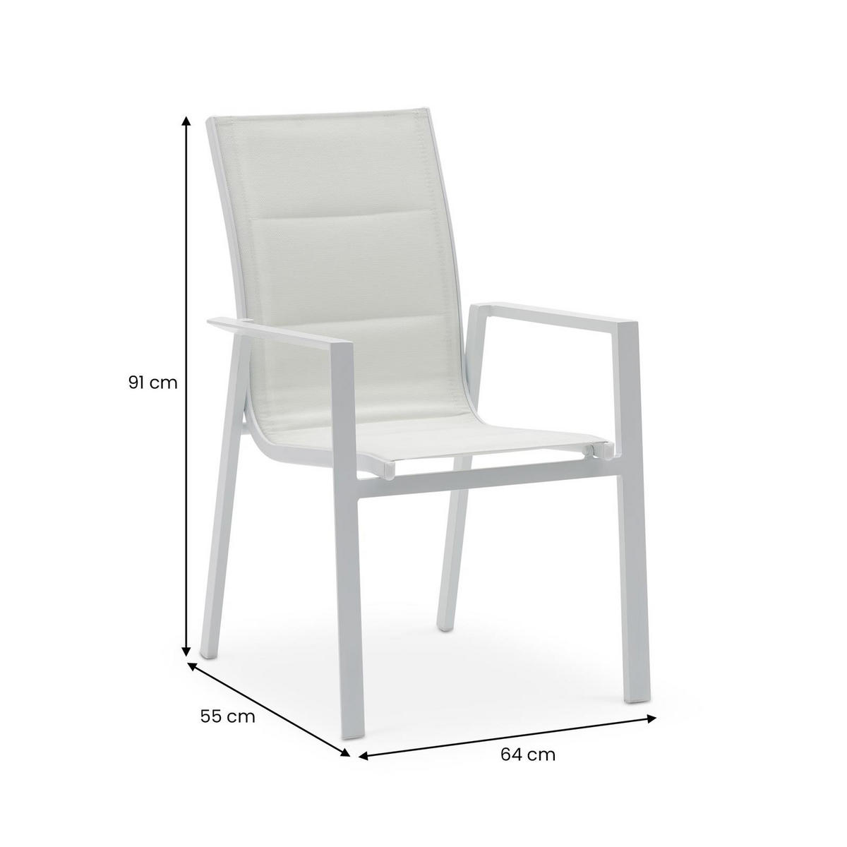 GARTENSTÜHLE TRAPANI 6er-Set weiß - Weiß, Textil (42/91/43cm) - IDIMEX