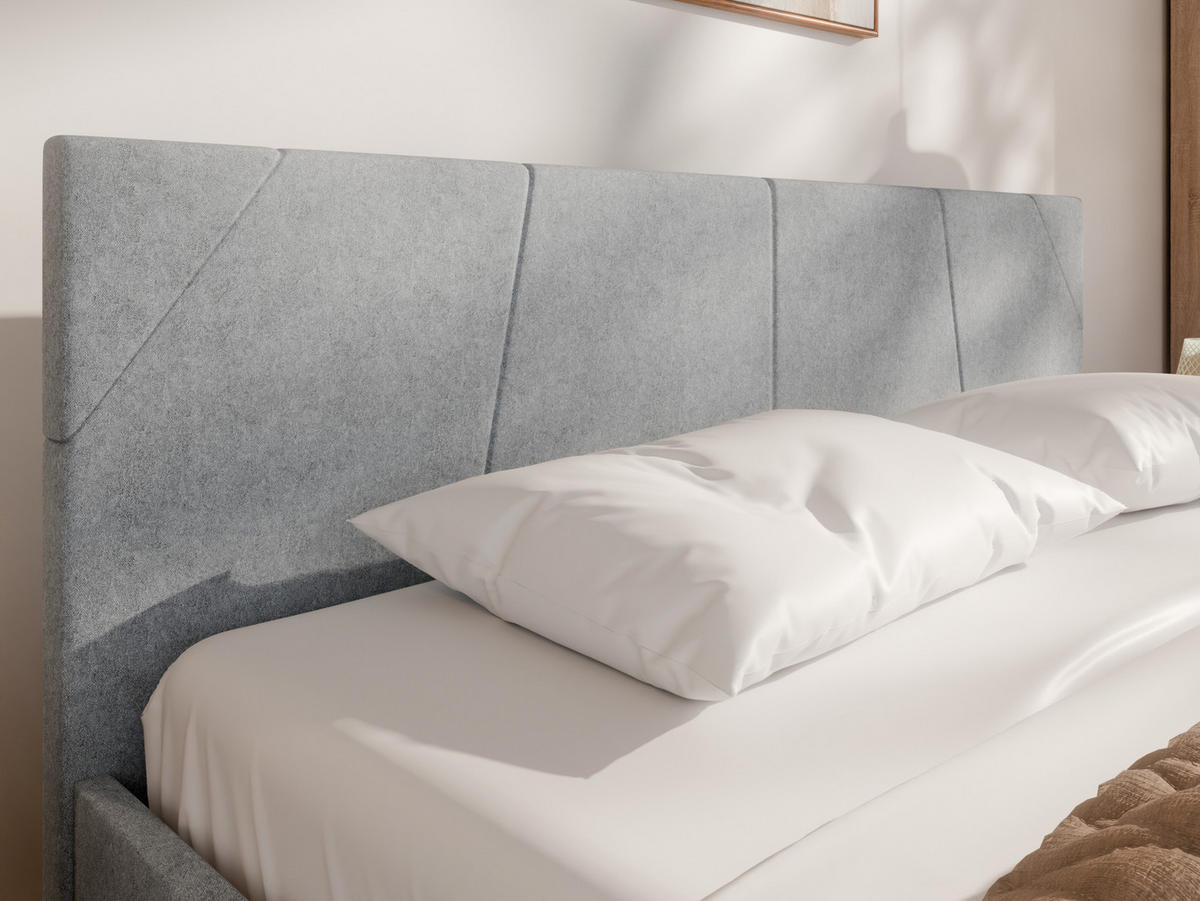 POLSTERBETT ALMORE 160x200cm Elegantes Polsterbett für modernen Wohnstil , Federkernmatratze ELDAR (18cm), hellgrau - Hellgrau, Holz (160/200cm) - Panda Möbel