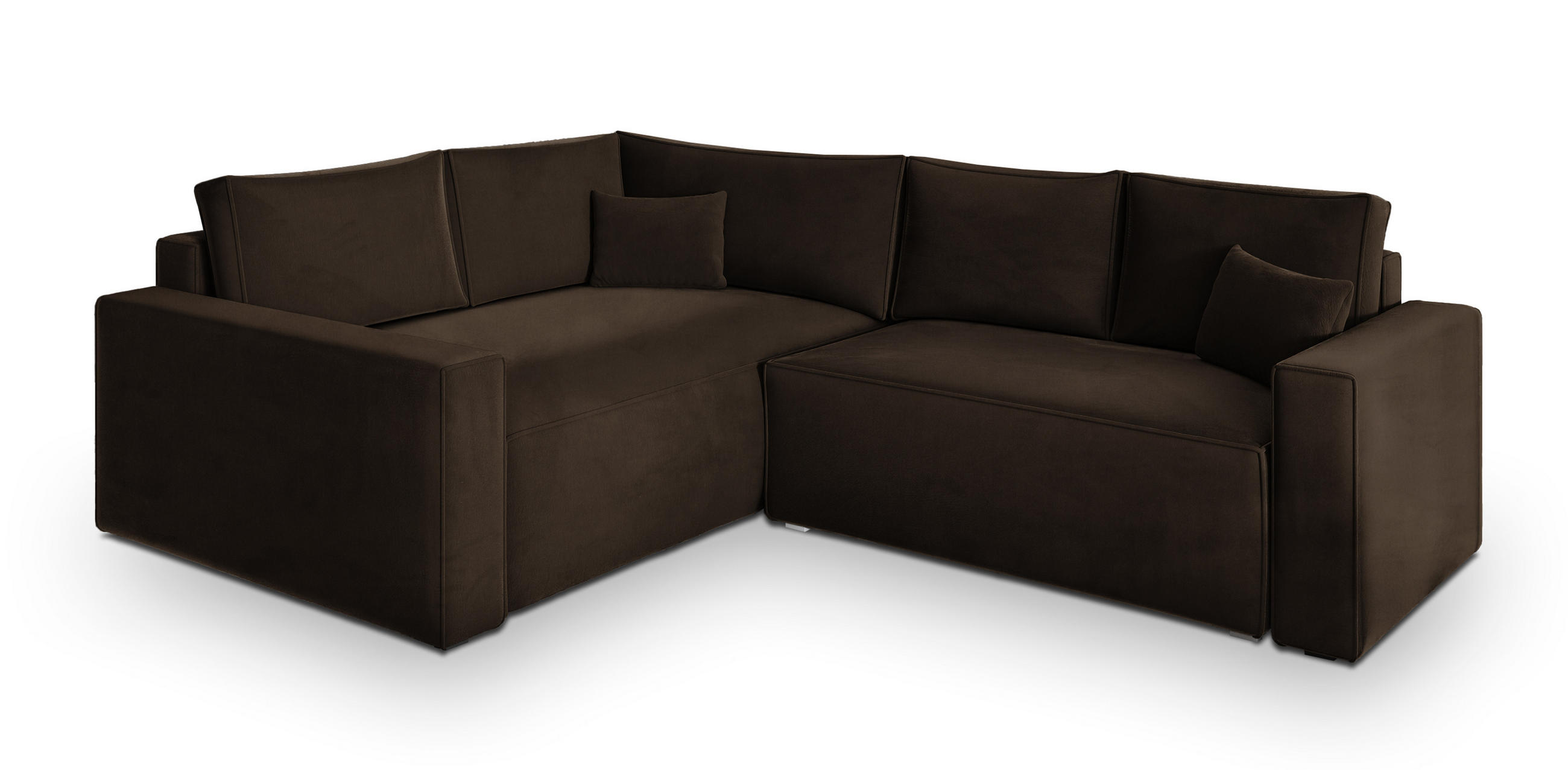 ROHOVÁ SEDAČKA ERONIS hnědá - šedá/hnědá, dřevo/textil (265/194cm) - MASSENO