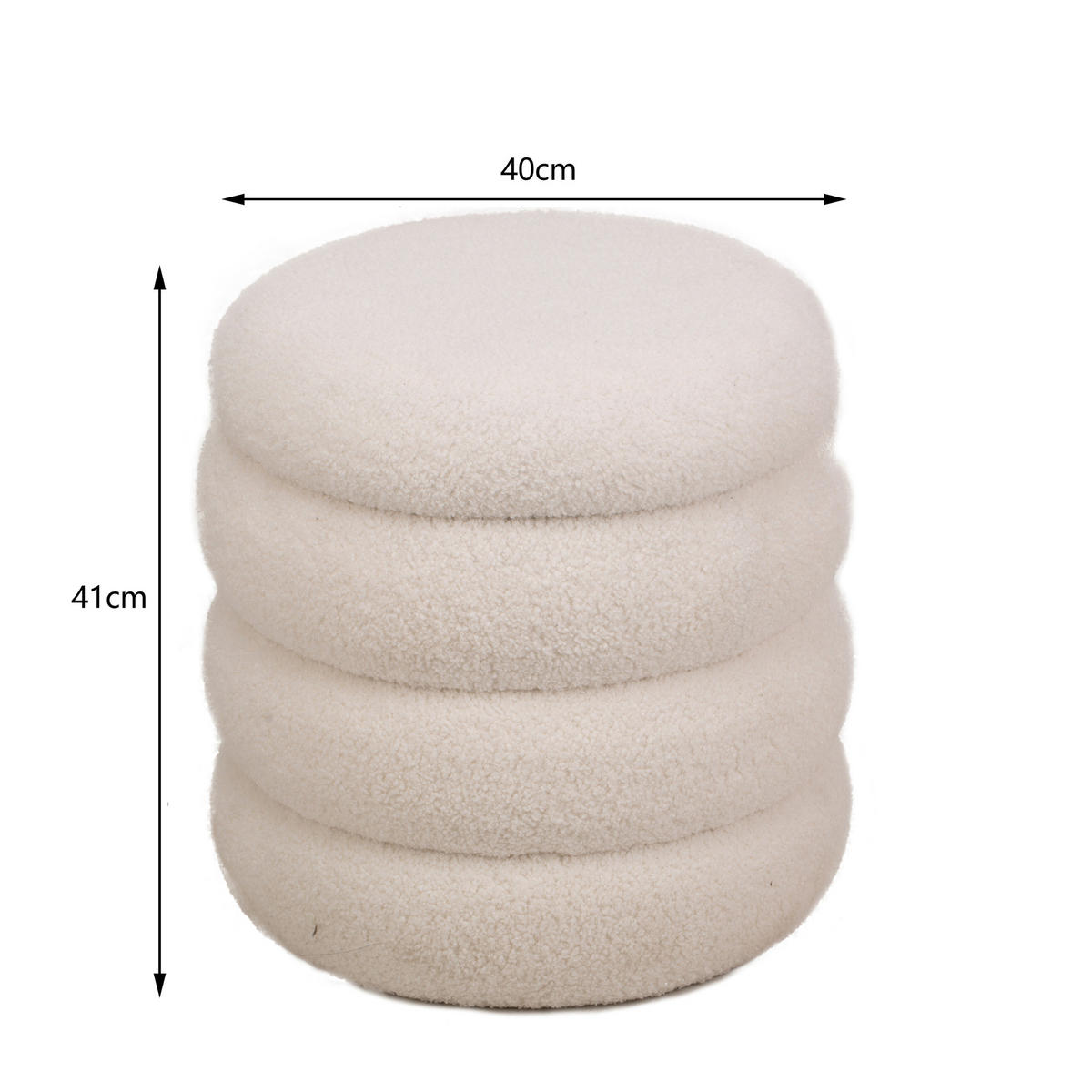 POUF Wolle Weiß - Weiß, Textil (40/41/40cm) - Nordlys