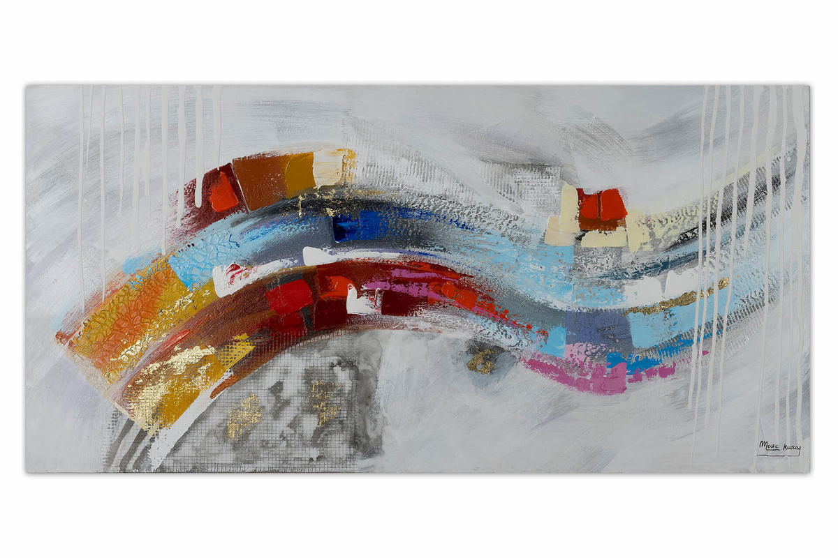 ACRYLBILD HANDGEMALT 120/60 cm - Multicolor/Grau, Holz/Textil (1.7/60cm) - KUNSTLOFT