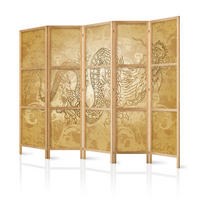 PARAVÁN Japonský 5-dielny 225x172 cm Japonský Drak - žltá, drevo/textil (225/172/3cm) - Muralo