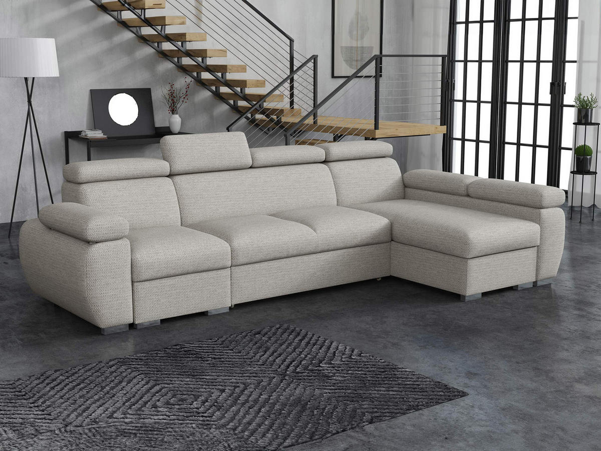 ECKSOFA Boston LCP, Seite: Rechts 1P(65)+2R+LCP - Silberfarben, Holz/Textil (320/170cm) - MIRJAN24