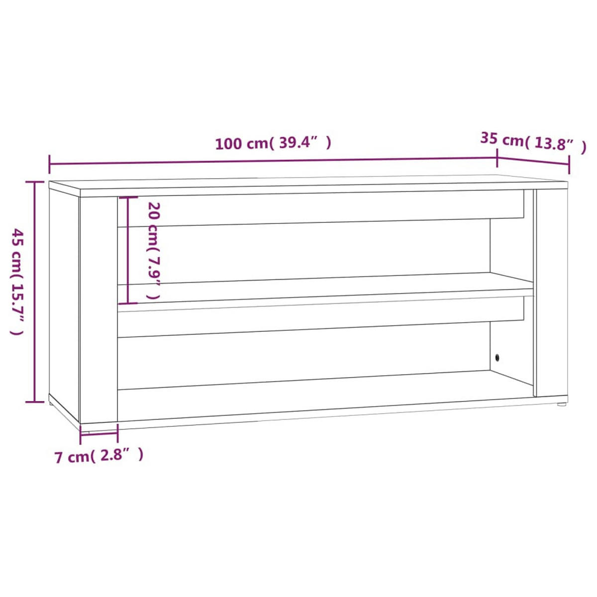SCHUHREGAL Weiss 100/35/45 Cm Holzwerkstoff - Weiß, Holzwerkstoff (100/45/35cm) - vidaXL