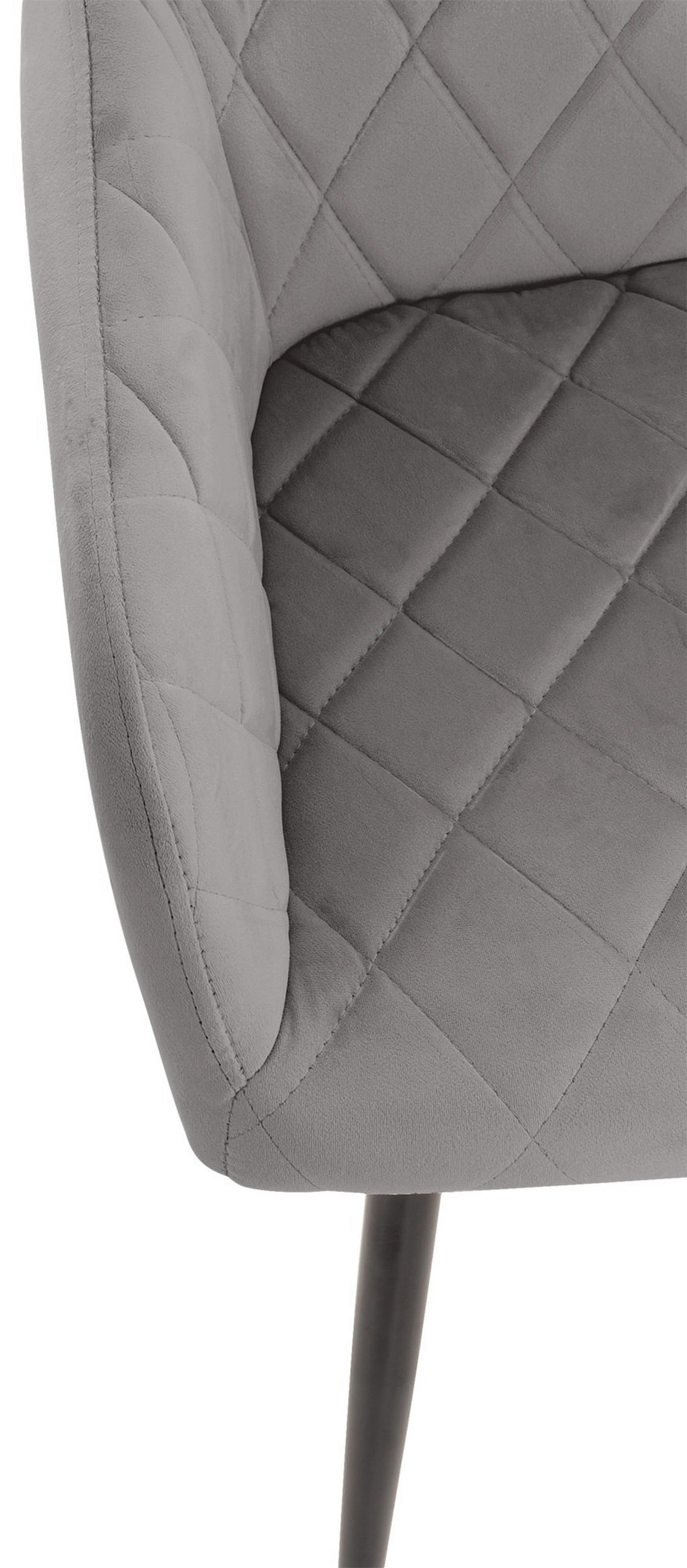 ESSZIMMERSTUHL 2er Set Lisan Samt Grau Wohnzimmerstuhl - Grau, Textil (47/84/44cm) - DELUKE