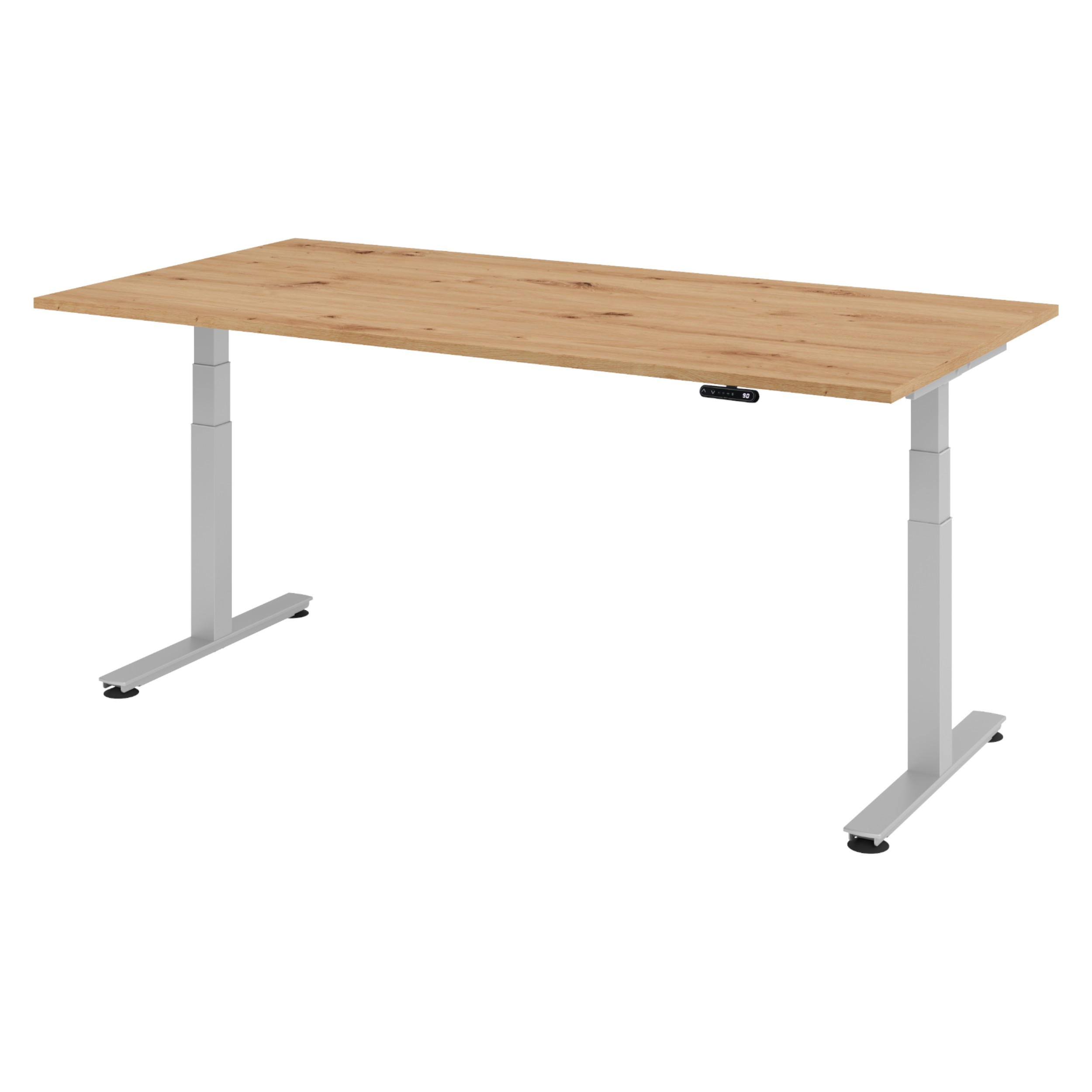 SCHREIBTISCH elektrisch XDSM 100/200/72 cm in Wildeiche/Silberfarben - Wildeiche/Silberfarben, Holzwerkstoff (100/200/72cm) - bümö