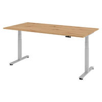 SCHREIBTISCH elektrisch XDSM 100/200/72 cm in Wildeiche/Silberfarben - Wildeiche/Silberfarben, Holzwerkstoff (100/200/72cm) - bümö