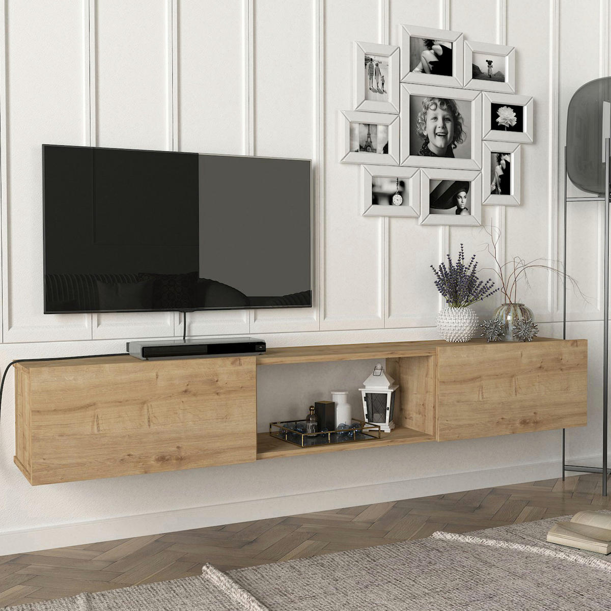 TV SKŘÍŇKA Paltamo - barva dubu, kompozitní dřevo (180/29.5/31cm) - [en.casa]