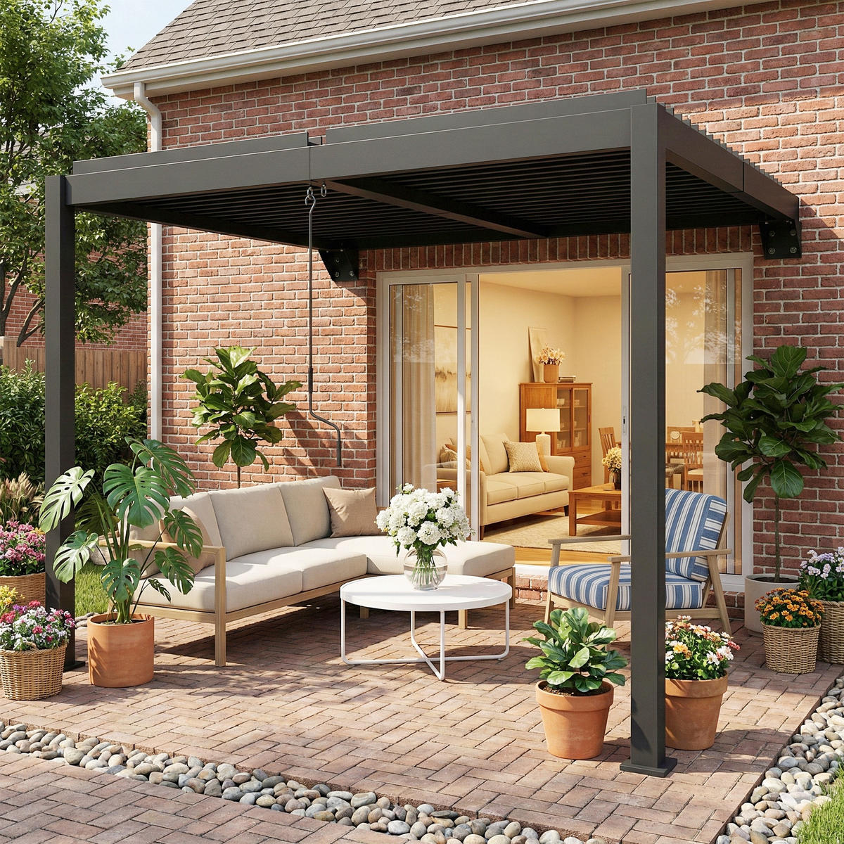 PERGOLA Aluminium Metall Dunkelgrau - Dunkelgrau, Metall (298/220/300cm) - Outsunny