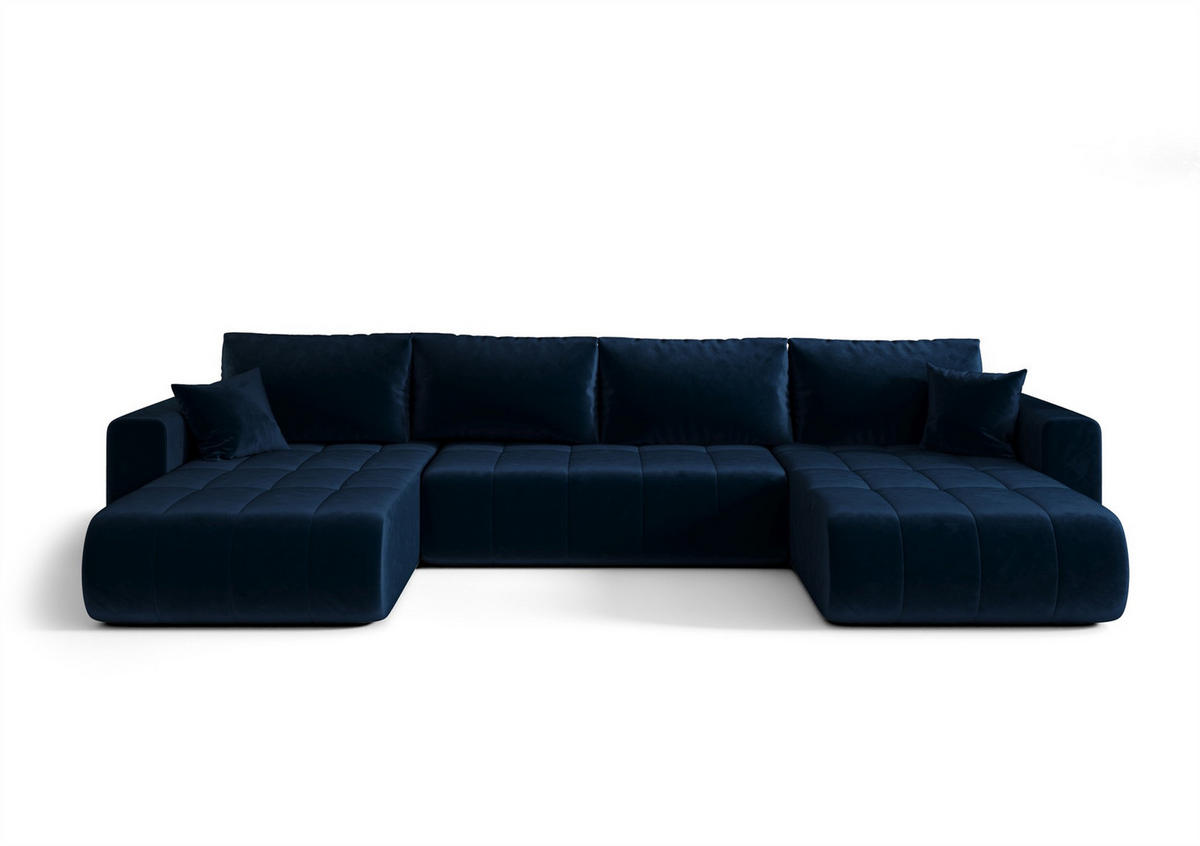 WOHNLANDSCHAFT Camila In Monolith - Blau, Holzwerkstoff/Textil (384/85/175cm) - Fun Möbel