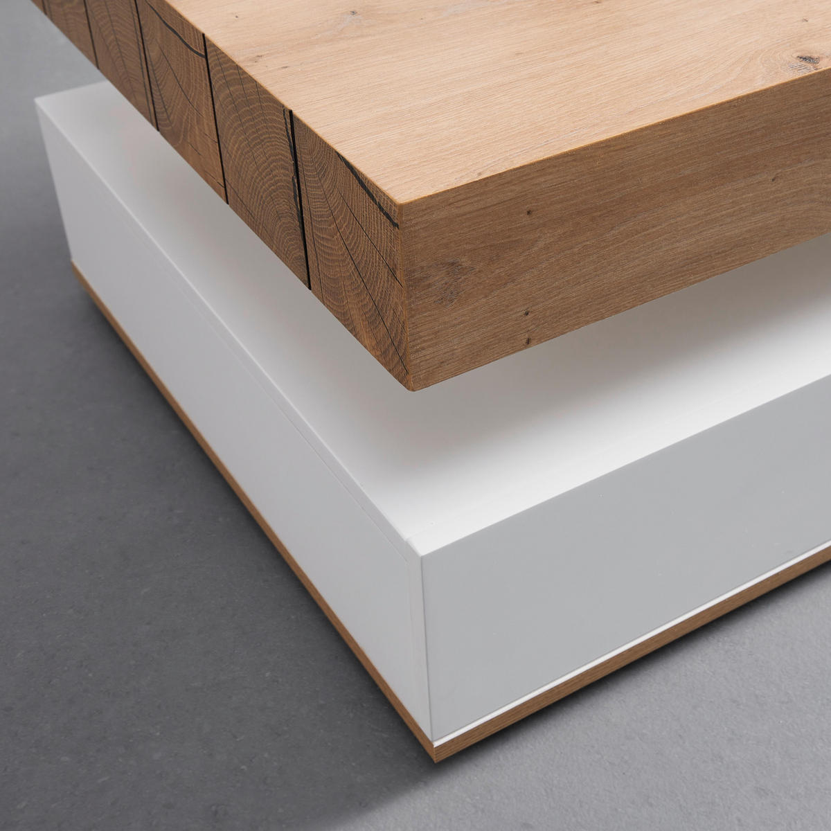 COUCHTISCH Cara Weiß/ Eichefarben MDF mit Stauraum - Weiß, Holz (110/60/38cm) - Bessagi Home