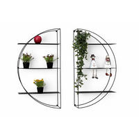 WANDREGAL rund 2-teilig Metall Schwarz 80/16/80 cm - Schwarz, Metall (80/80/16cm) - DanDiBo