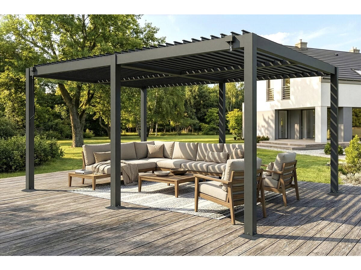 BIOKLIMATISCHE PERGOLA kensington Grau - Grau, Metall (298/220/498cm) - Habitat Garten