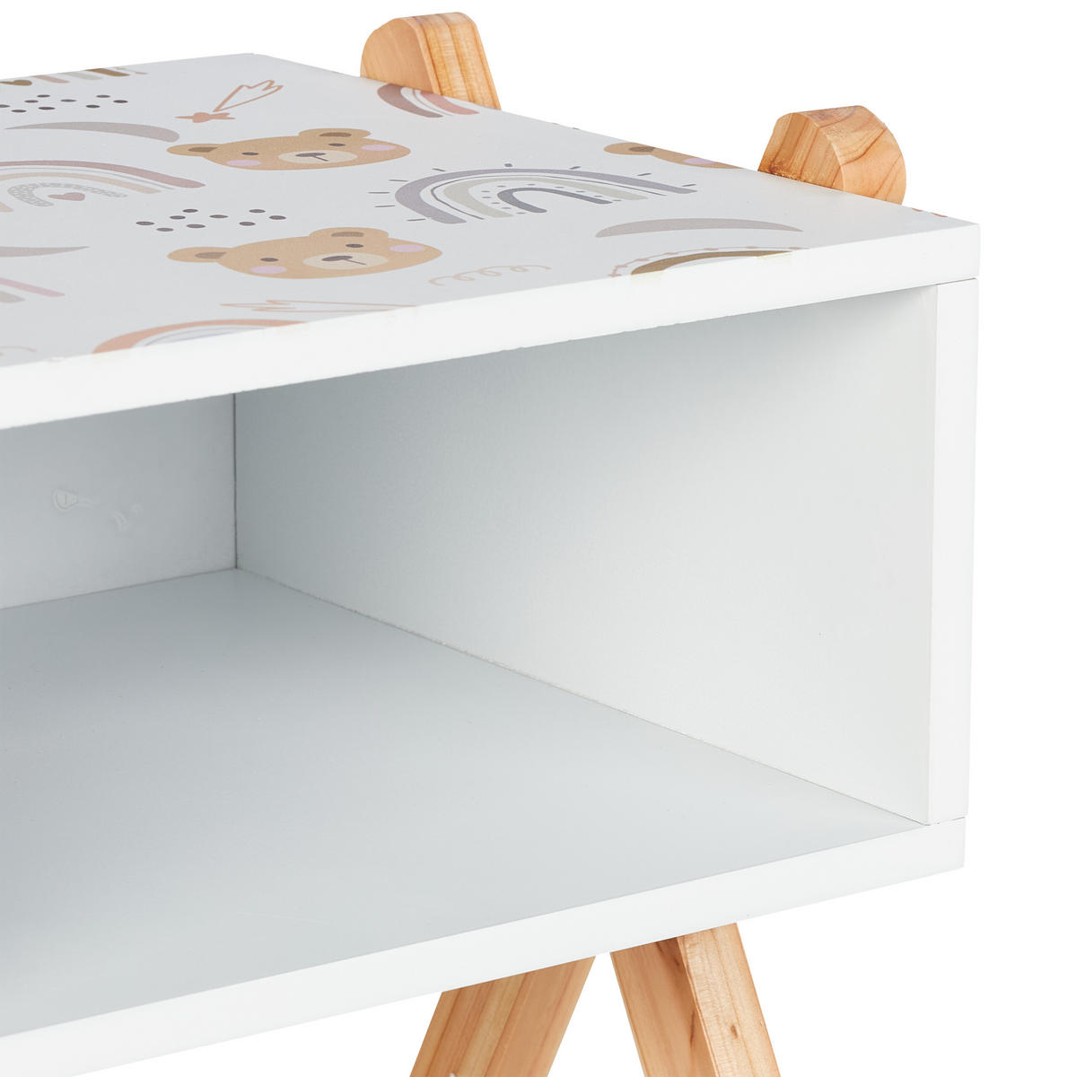 KINDER-NACHTTISCH - Multicolor, Holz/Holzwerkstoff (34/42/30cm) - Relaxdays
