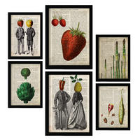 POSTER Set Mit 6 Ästhetische Küche Größe A3 & A4 Schwarzer Rahmen - Schwarz, Papier (29.7/1cm) - Nacnic
