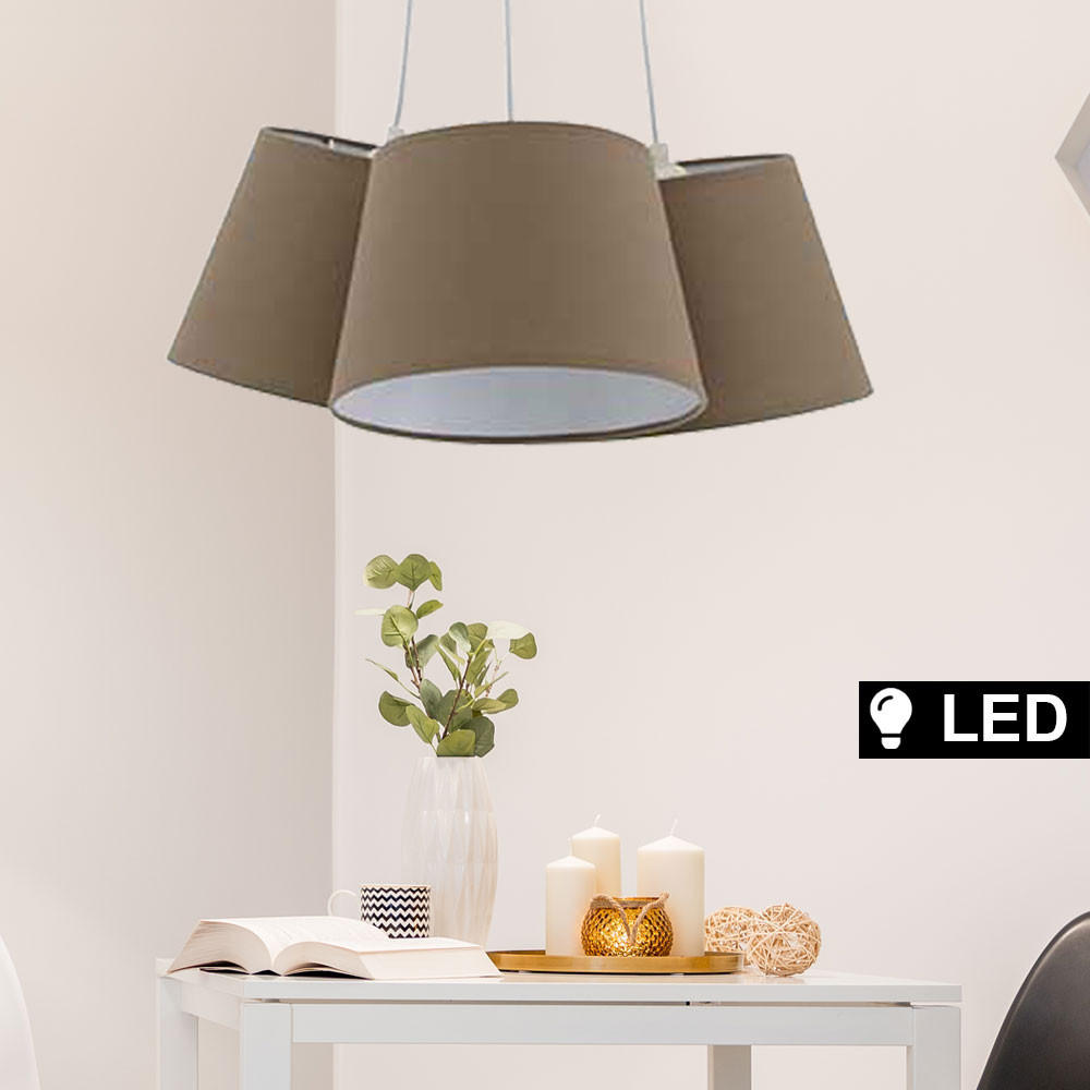 LED HÄNGELEUCHTE Textilschirm Braun - Braun, Metall (47.2/47.2/128cm)