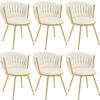 ESSZIMMERSTUHL 6er Set, drehbar, Samt, Beige - Beige/Goldfarben, Textil/Metall (60.5/78/59.5cm) - Woltu