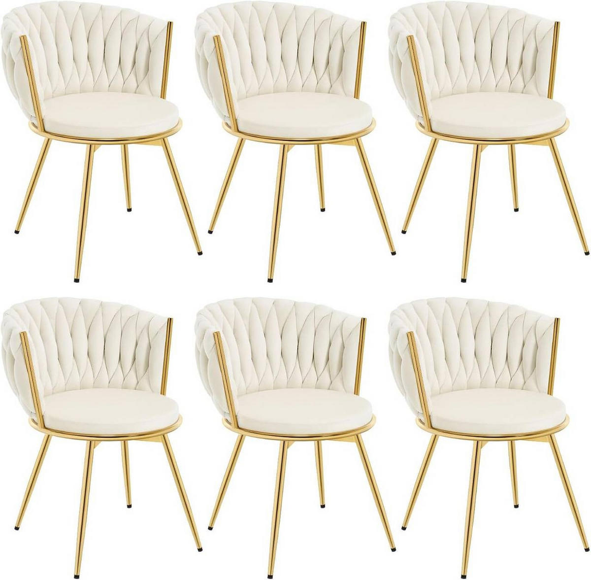 ESSZIMMERSTUHL 6er Set, drehbar, Samt, Beige - Beige/Goldfarben, Textil/Metall (60.5/78/59.5cm) - Woltu