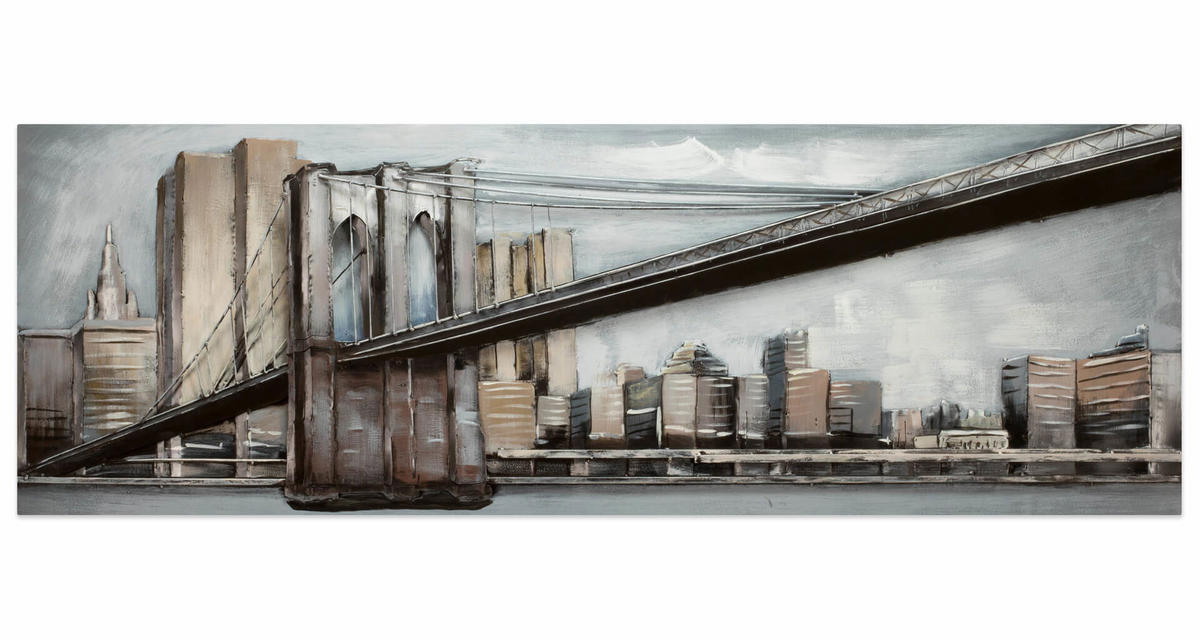 METALLBILD Grau 144/44 cm - Blau/Grau, Metall (144/44cm) - KUNSTLOFT