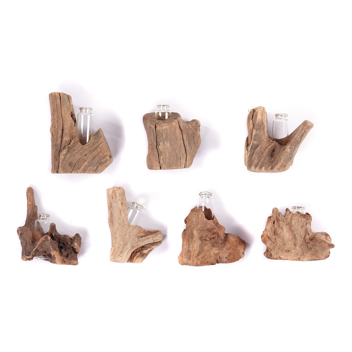 VASE Yuma 13x11 cm, Wurzelholz, mit Reagenzglas-Einsatz naturfarben - Naturfarben, Holz (13cm) - CREEDWOOD