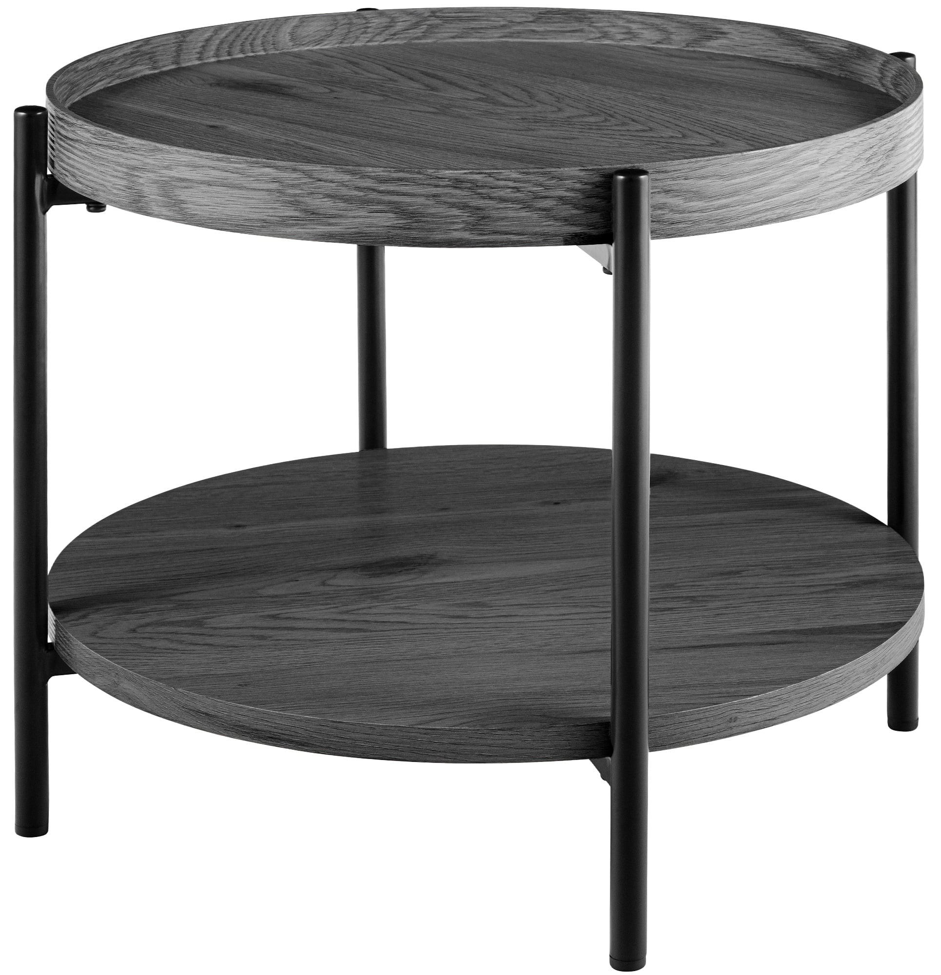 COUCHTISCH Honim Holz Grau Beistelltisch Rund - Grau, Holz (50/50/40cm) - DELUKE