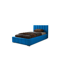 POLSTERBETT Nero 90x200 cm, Einzelbett mit Bettkasten, Lattenrost und Matratze aus Holz, Velourstoff: Blau - Blau, Holz/Kunststoff (90/200cm) - Marpur