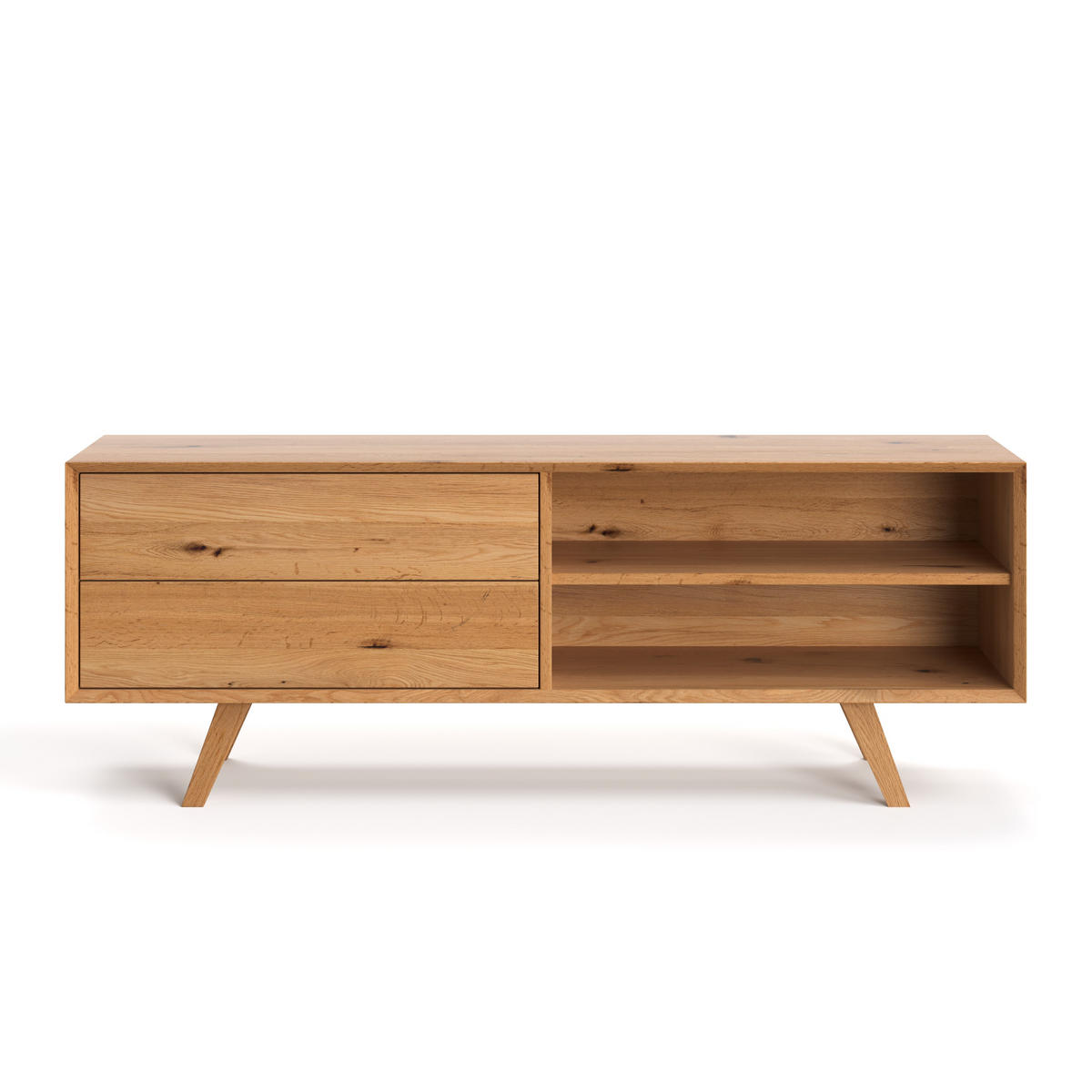 TV-SCHRANK Spectra aus massivem Eichenholz 140 cm - Eichefarben/Naturfarben, Holz (140/65/50cm) - Danzz
