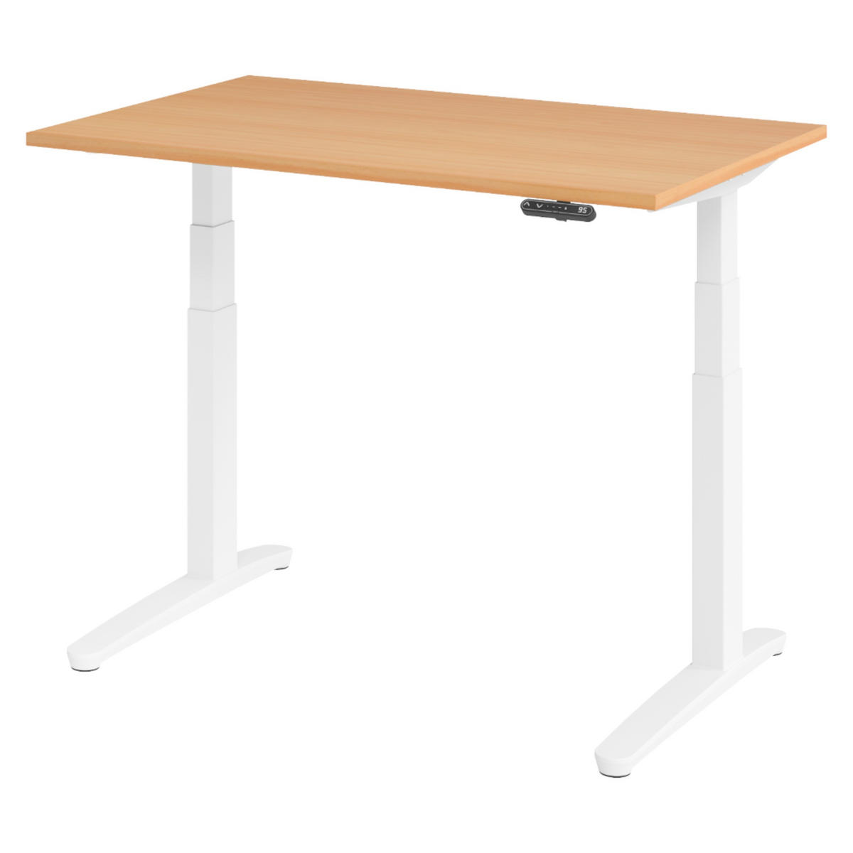 SCHREIBTISCH elektrisch XBHM 80/120/74 cm in Buchefarben/Weiß - Buchefarben/Weiß, Holzwerkstoff (80/120/74cm) - bümö