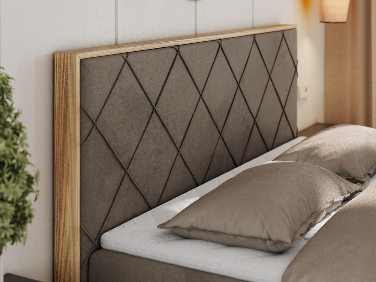 BOXBETT CAICOS 160/200 - Braun Velvet - H4 - Braun, Holz/Textil (160/200cm) - MKS