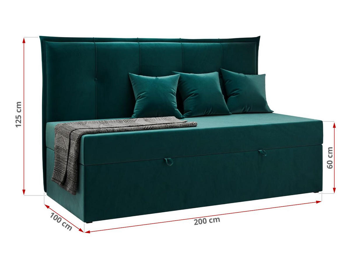 BOXBETT BANCO 90/200 Dunkelgrün Velvet - H3 - Dunkelgrün, Holz/Textil (90/200cm) - MKS