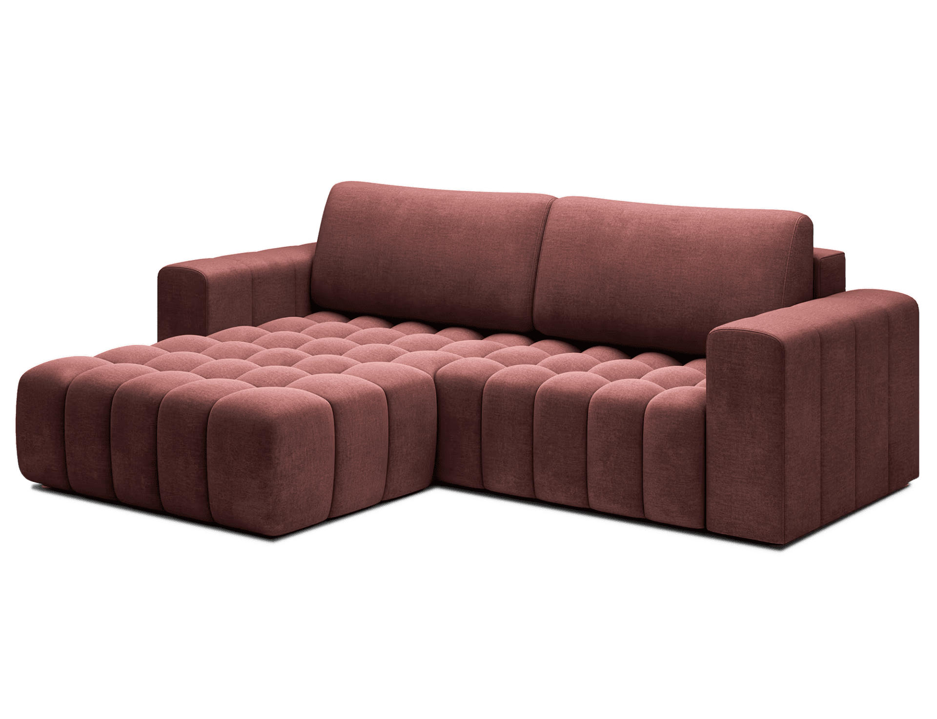 ECKSOFA mit Schlaffunktion und Bettkasten, Velours-Stoff - Rot/Schwarz, Textil (250/175cm) - Eltap