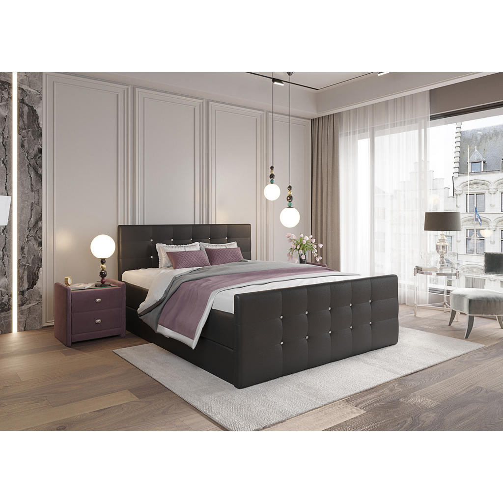 Thumbnail - Comfortic Boxbett, Schwarz, Textil, H3, Rechteckig, 140x200 cm, Schlafzimmer, Betten, Boxspringbetten