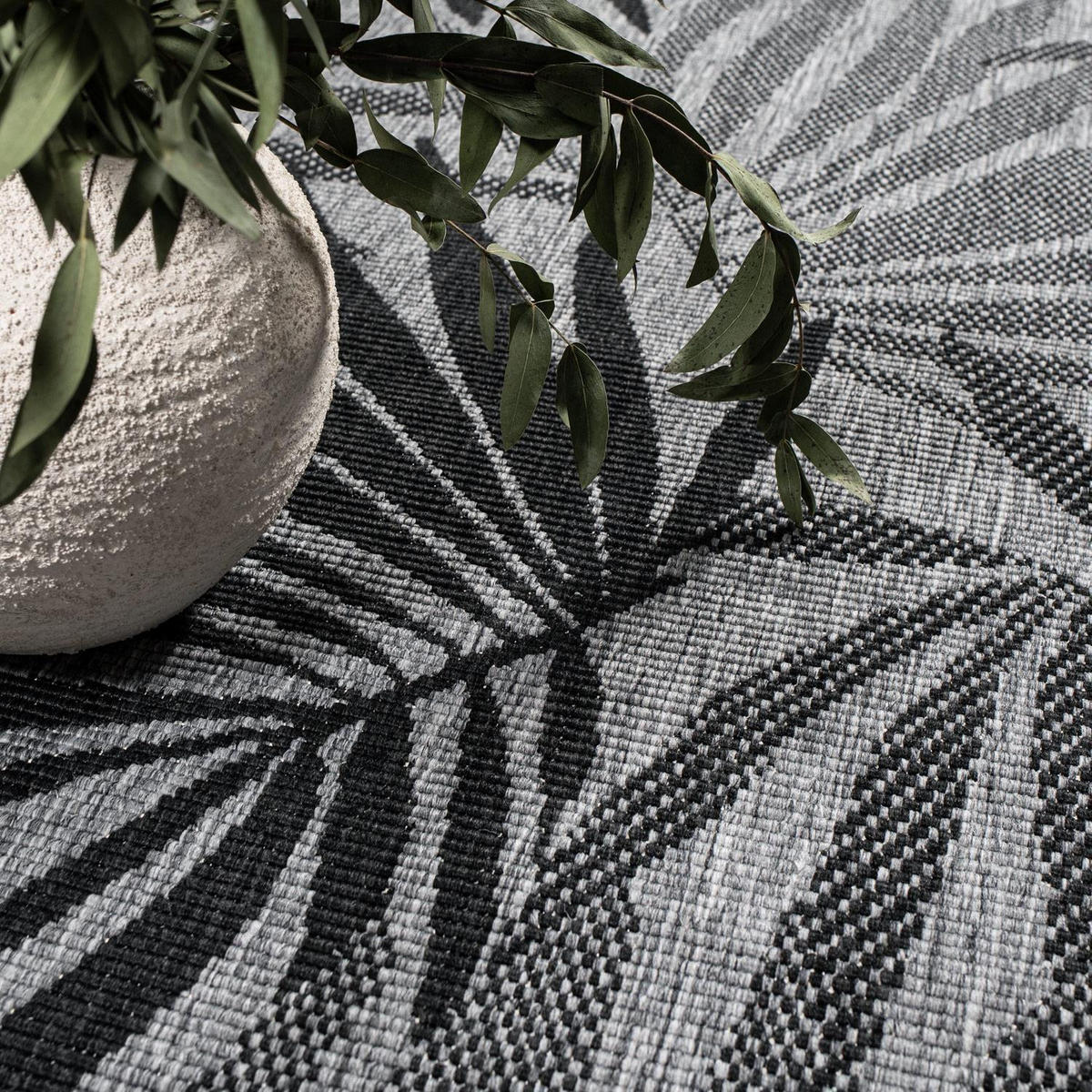 OUTDOOR-TEPPICH DuoRug 5771 Anthrazit 120x120 cm - Anthrazit, Textil (120/120cm) - carpet city