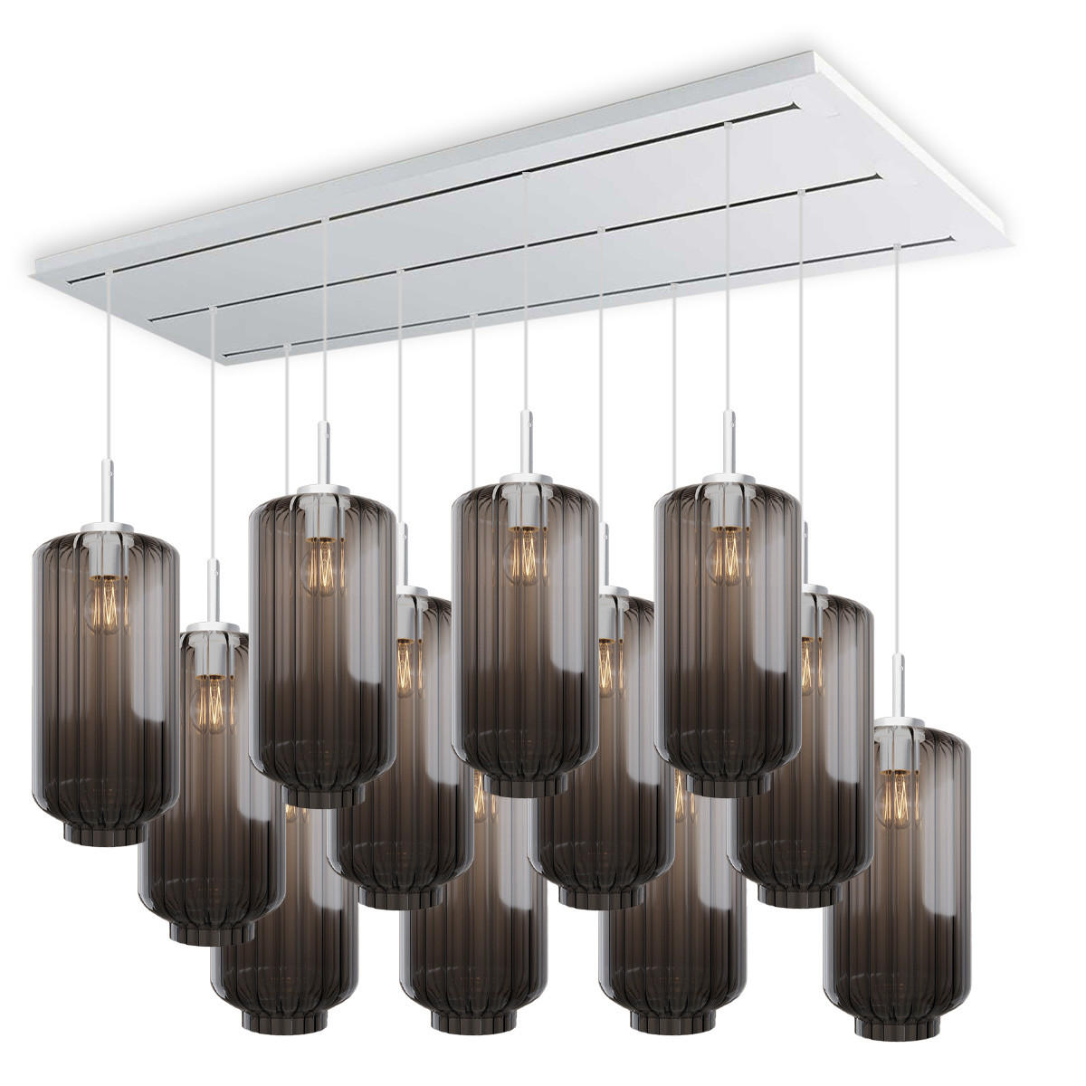 HÄNGELEUCHTE Velo 12-flammig Rauch Ø 18cm - Anthrazit/Weiß, Glas (18/18/33cm) - s.luce
