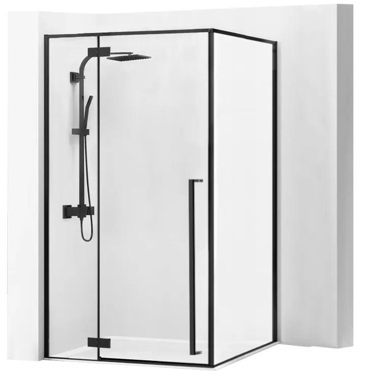 DUSCHKABINE Rea Fargo 120x90 Black Mat - Schwarz, Glas (90/119.5/195cm) - REA