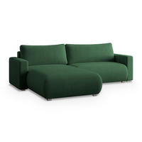 ECKSOFA TURIN P Grün Kordstoff mit Schlaffunktion - Grün, Holz (265/183cm) - MASSENO