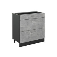 SPODNÍ SKŘÍŇKA KUCHYŇSKÉ LINKY R-Line, Beton/Antracit, 80 cm se 3 zásuvkami bez pracovní desky - šedá/antracitová, kompozitní dřevo (80/81.6/46cm) - Vicco