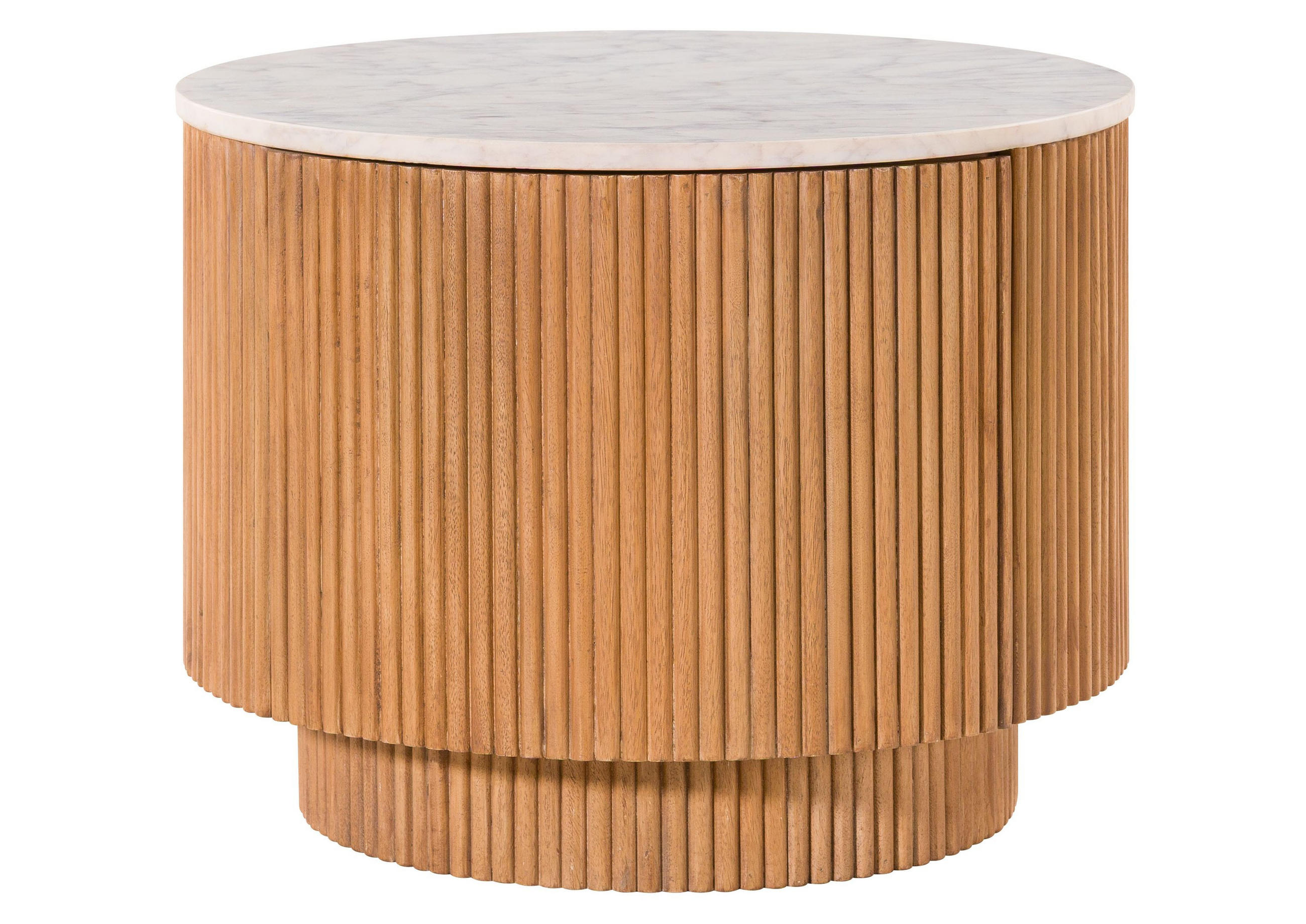 COUCHTISCH Mango 60x60x45 natur lackiert / Marmor weiß BARCELONA #521 - Naturfarben, Holz (60/60/45cm) - Massivmoebel24