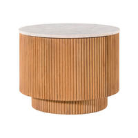 COUCHTISCH Mango 60x60x45 natur lackiert / Marmor weiß BARCELONA #521 - Naturfarben, Holz (60/60/45cm) - Massivmoebel24