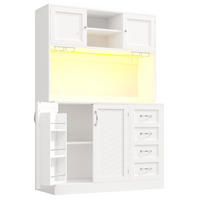 BUFFET DE-38430 120/40/188 cm mit LED-Beleuchtung und 4 Türen Weiß - Weiß, Holzwerkstoff (120/188/40cm) - ComfortXL