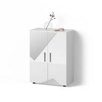 MIDISCHRANK Ronco Weiß Hochglanz mit Einsätzen 60 x 81 cm - Weiß Hochglanz/Grau, Holzwerkstoff (60/81/30cm) - Livinity®