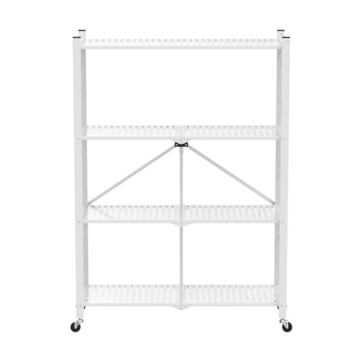 KLAPPREGAL auf Rollen 4 Fachböden Belastbarkeit 200kg 127x72x34 cm Weiß - Weiß, Metall (72/127/34cm) - PROREGAL